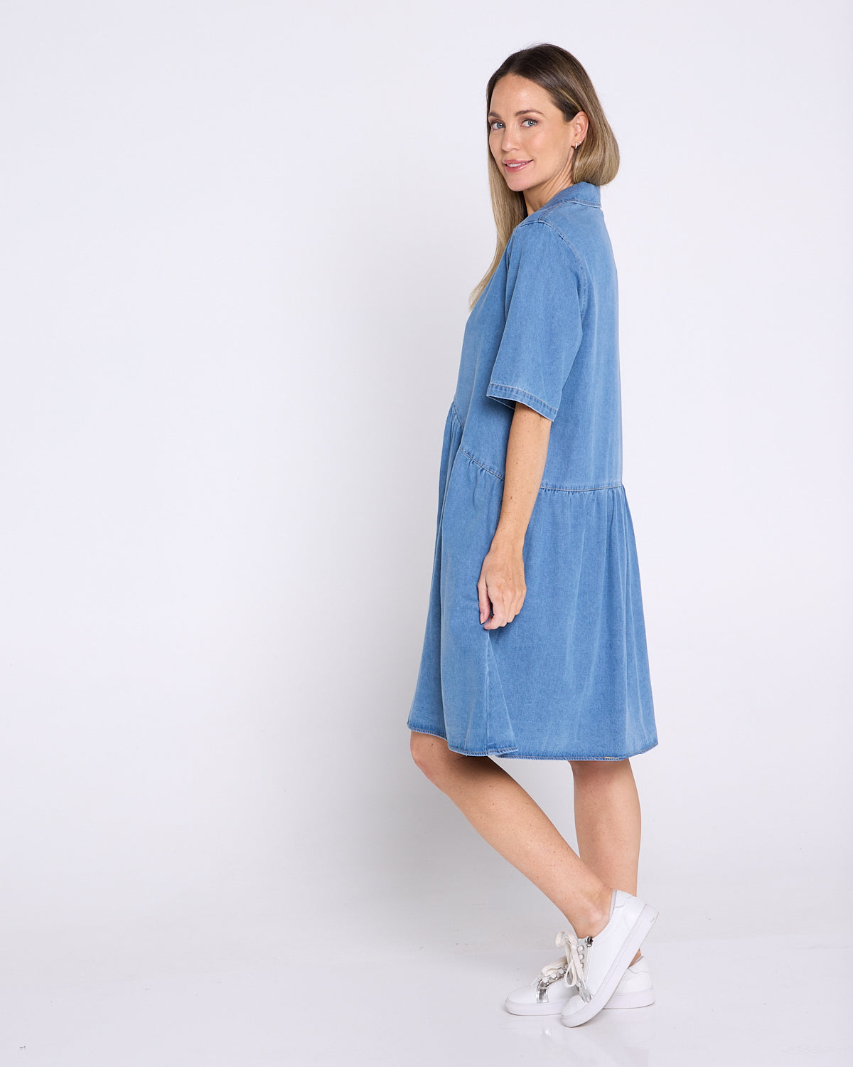 Maddie Denim Dress - Mid Wash Blue