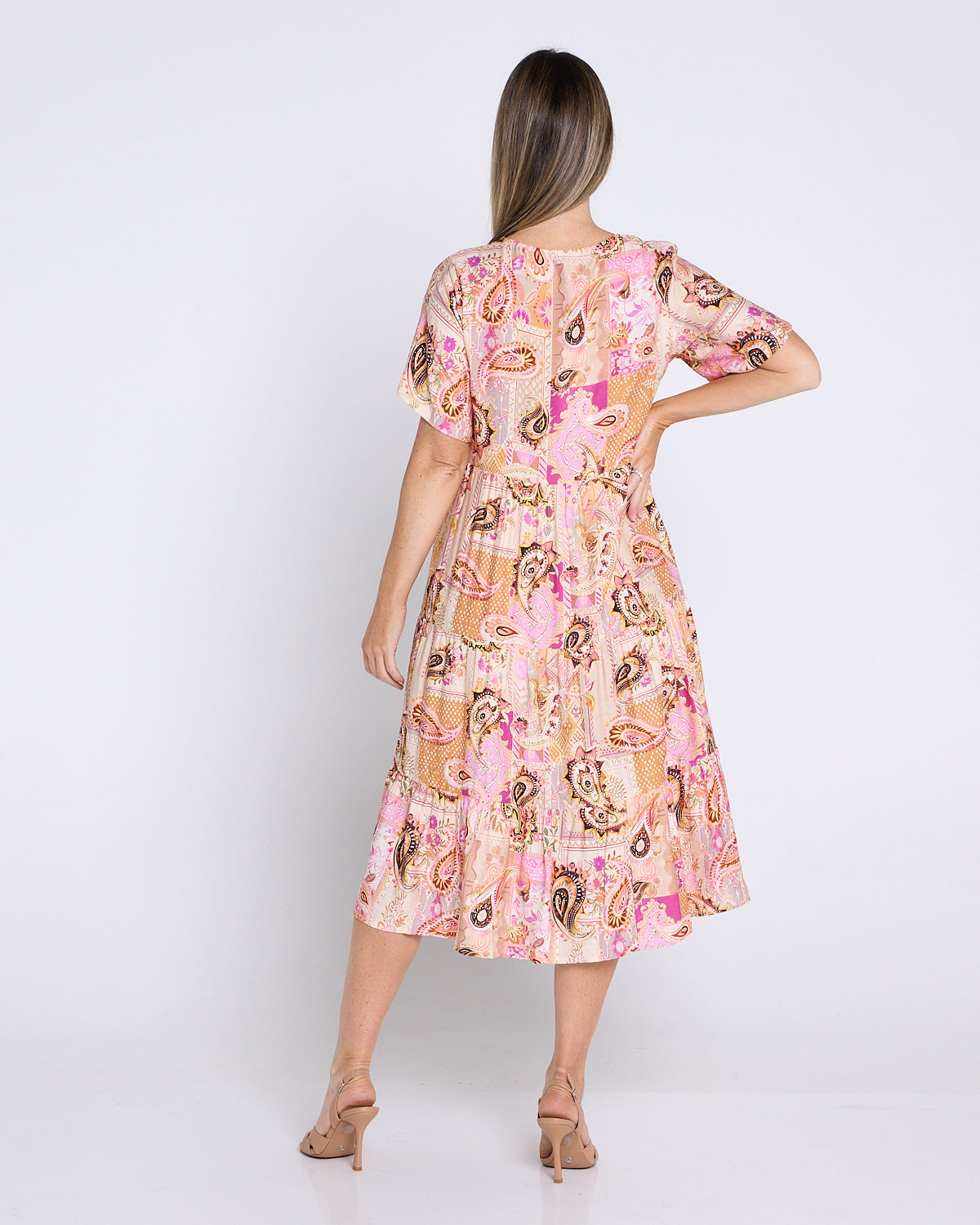 Aisha Dress - Peach Honey Paisley