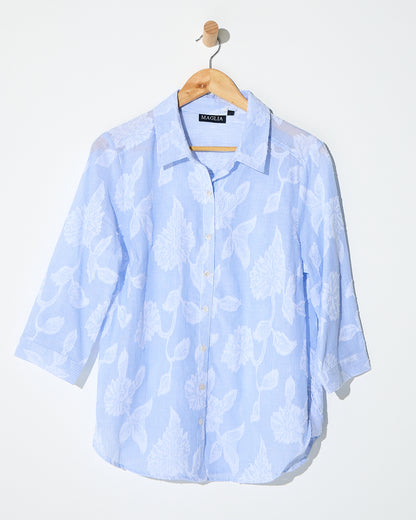 Katoomba Shirt - Blue Floral Stripe