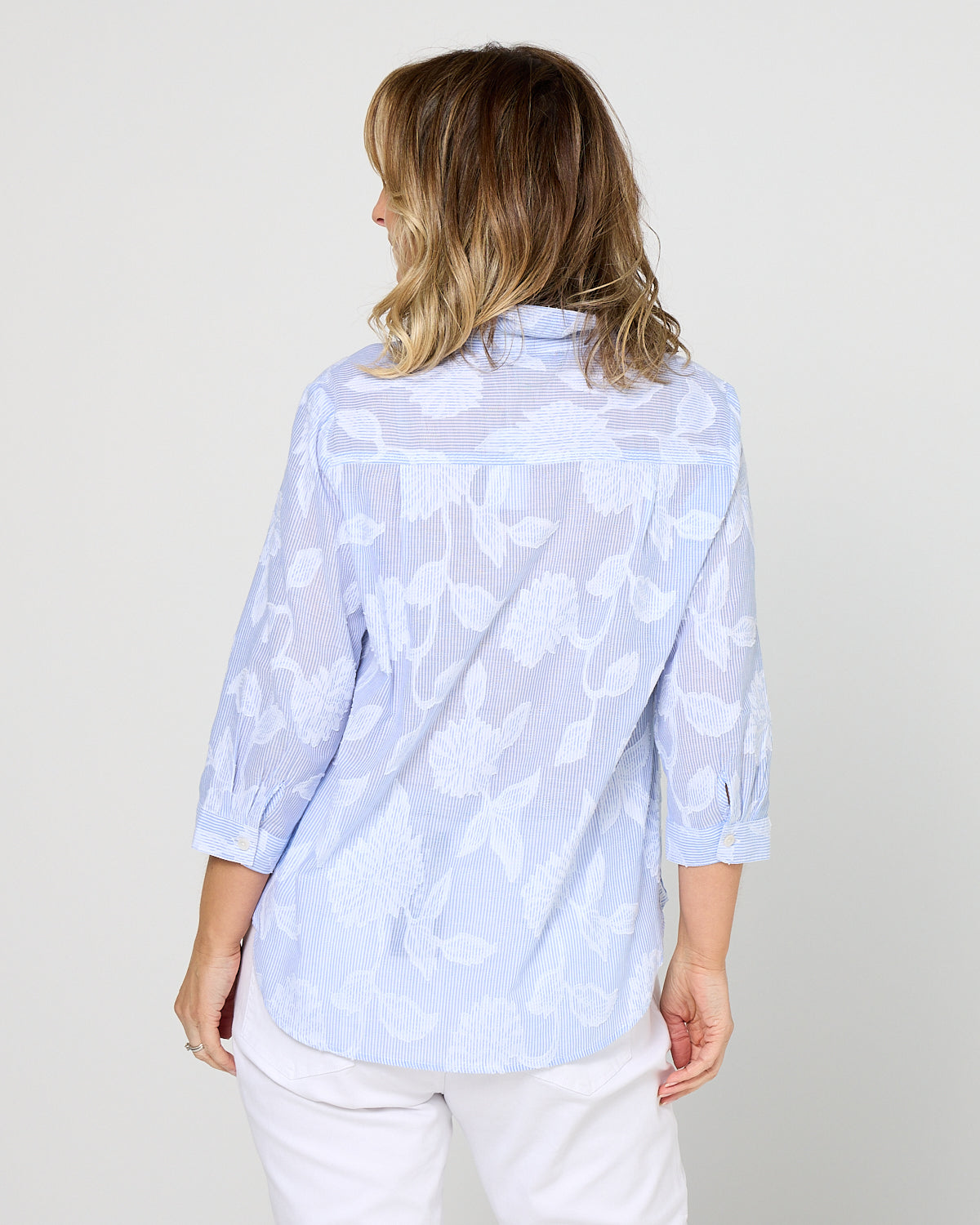 Katoomba Shirt - Blue Floral Stripe
