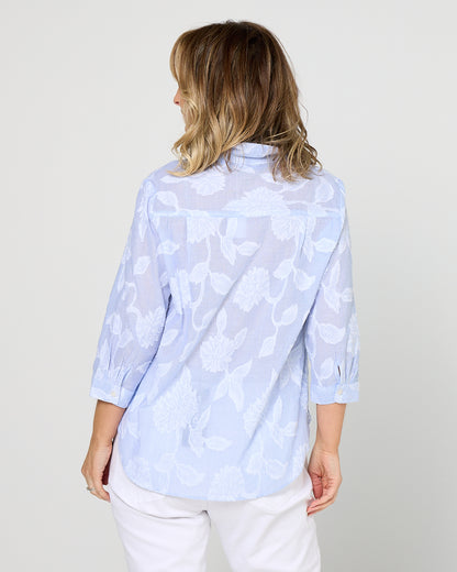 Katoomba Shirt - Blue Floral Stripe