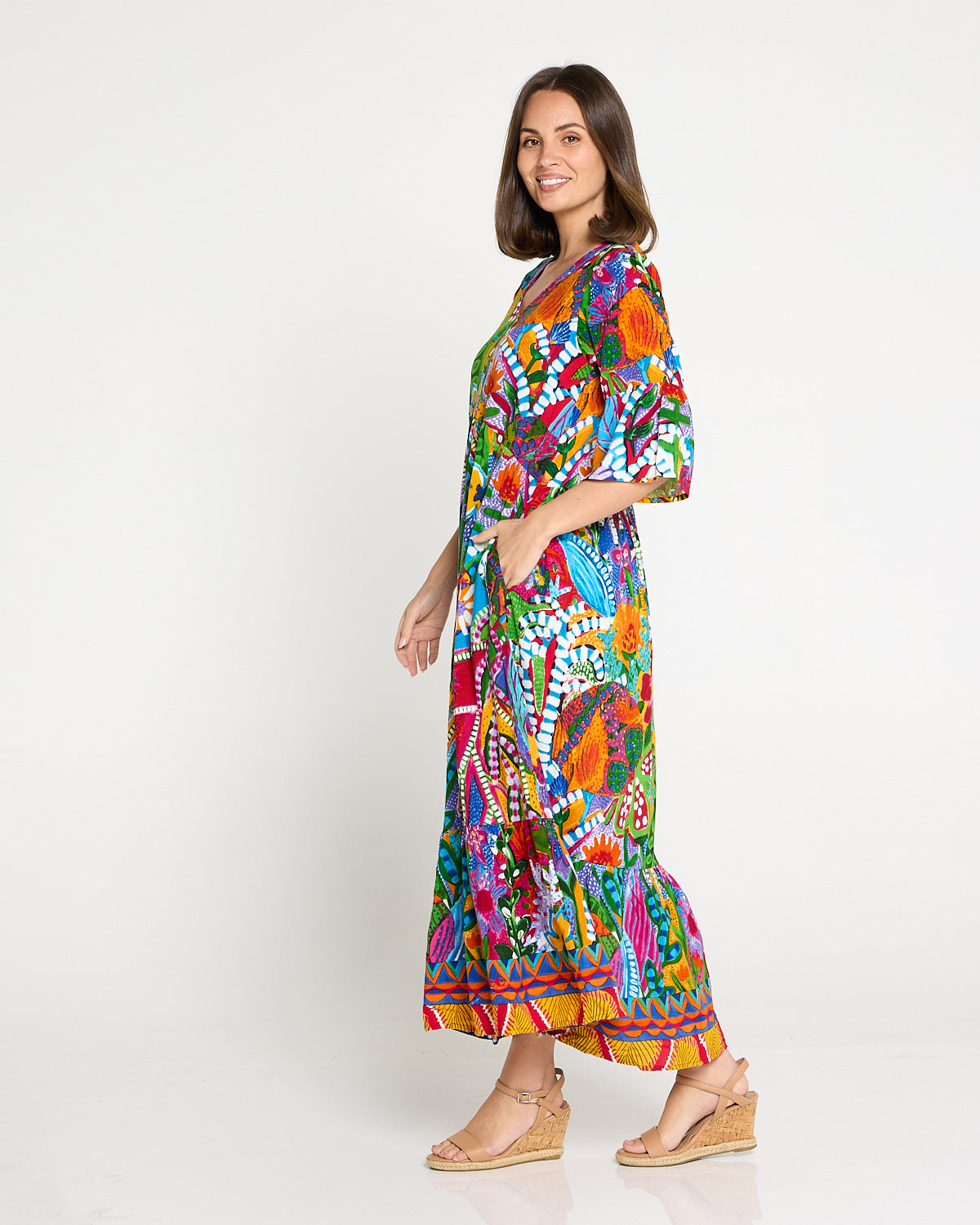 Kewarra Frill Hem Dress - Ipanema Print