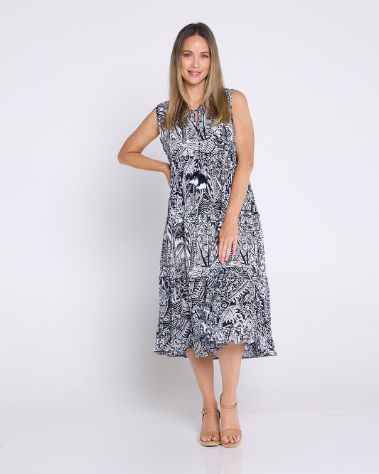 Organic Cotton Sleeveless Midi Dress - Aksharay