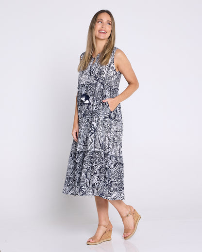 Organic Cotton Sleeveless Midi Dress - Aksharay