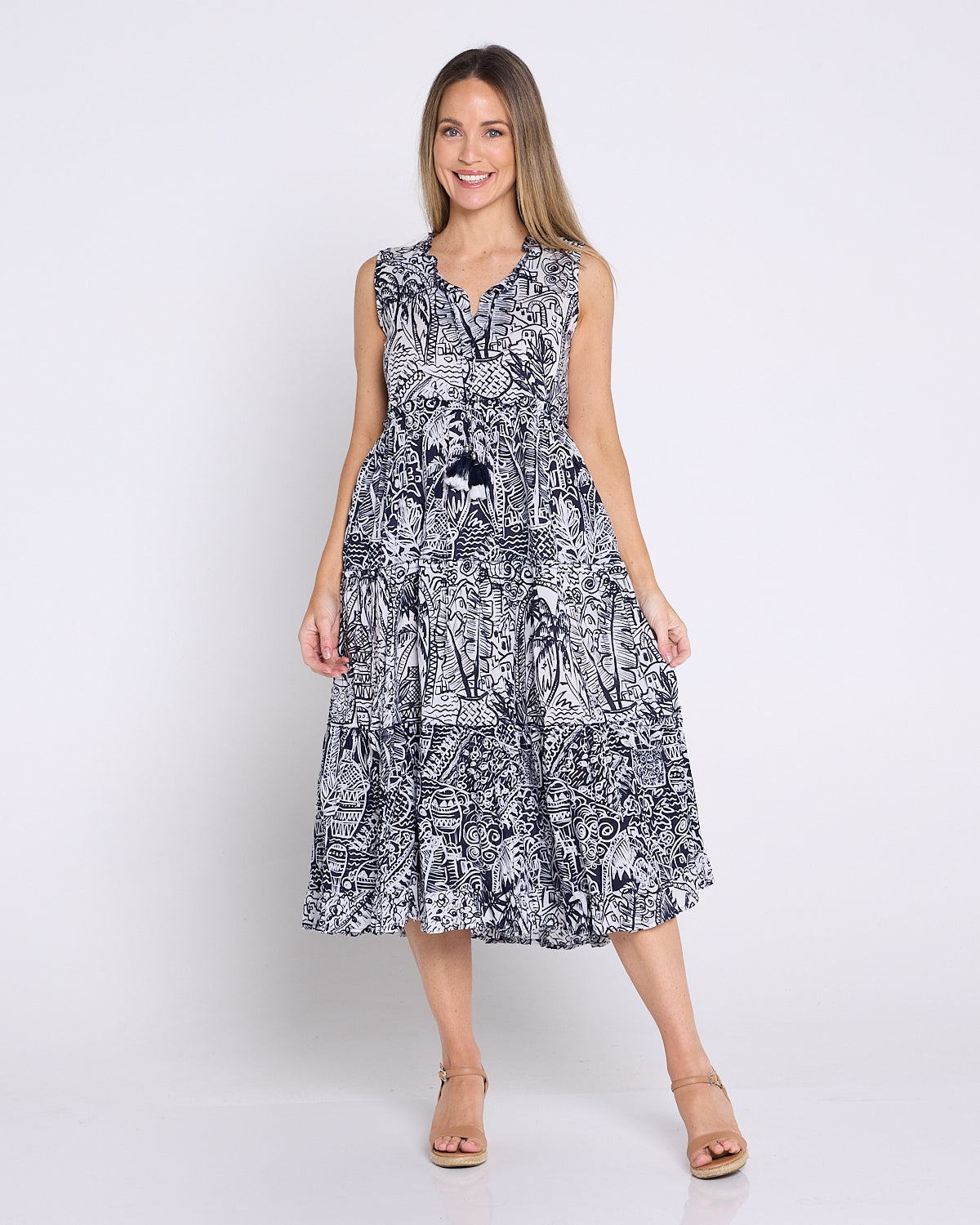 Organic Cotton Sleeveless Midi Dress - Aksharay