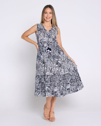 Organic Cotton Sleeveless Midi Dress - Aksharay