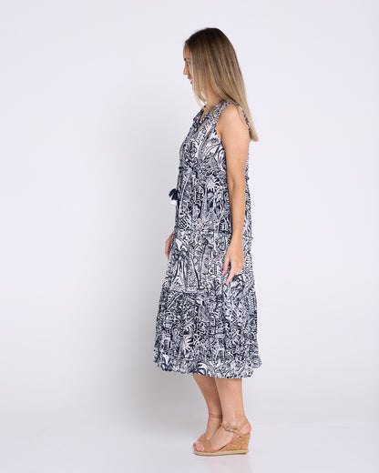 Organic Cotton Sleeveless Midi Dress - Aksharay