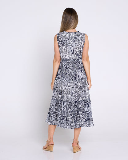 Organic Cotton Sleeveless Midi Dress - Aksharay