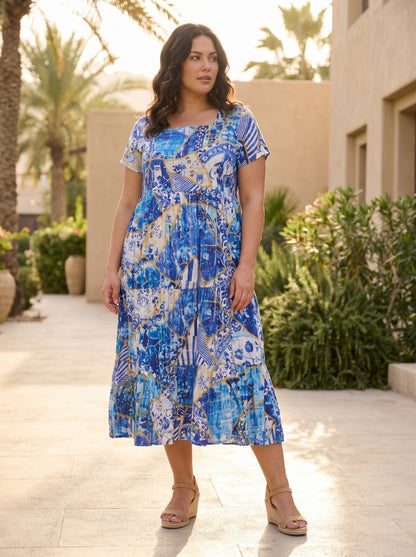 Clayton Dress - Sapphire Mosaic