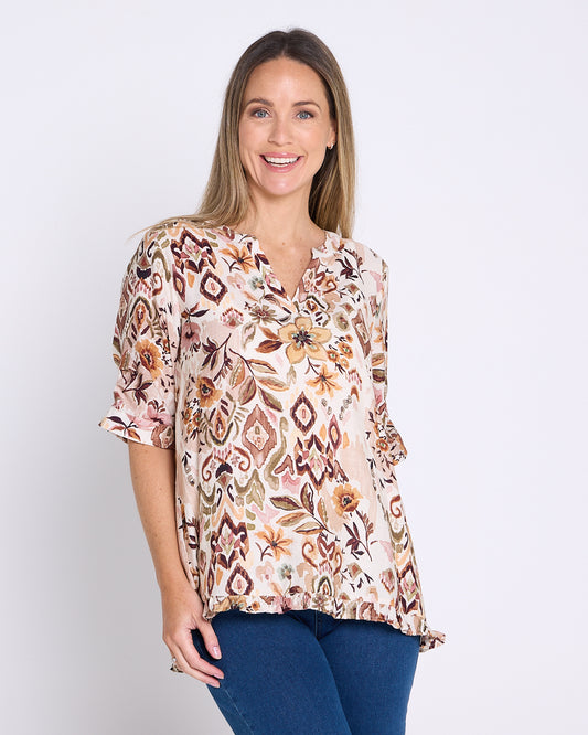 Charlotte Blouse - Mocha Floral