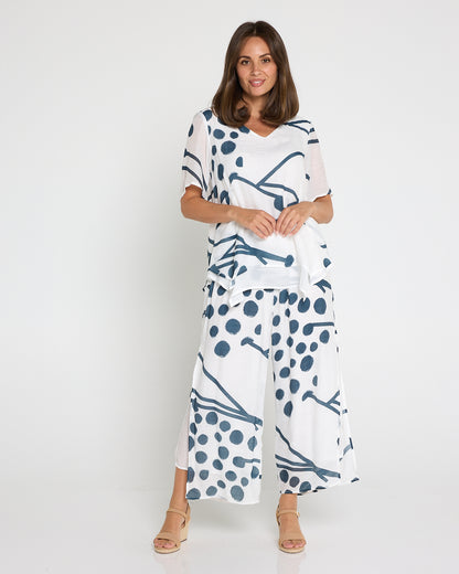 Silver Drift Top –  White/Deep Teal