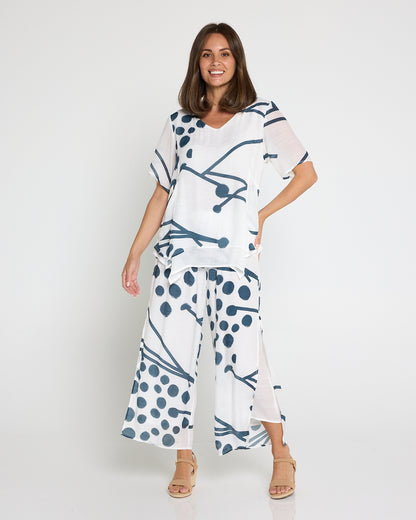 Silver Drift Top –  White/Deep Teal