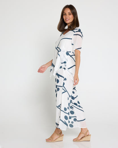 Silver Drift Top –  White/Deep Teal