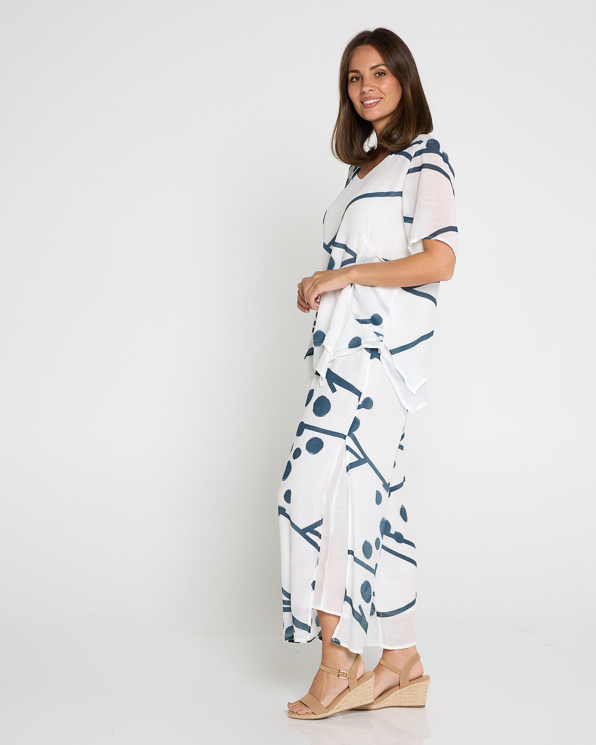 Silver Drift Top –  White/Deep Teal