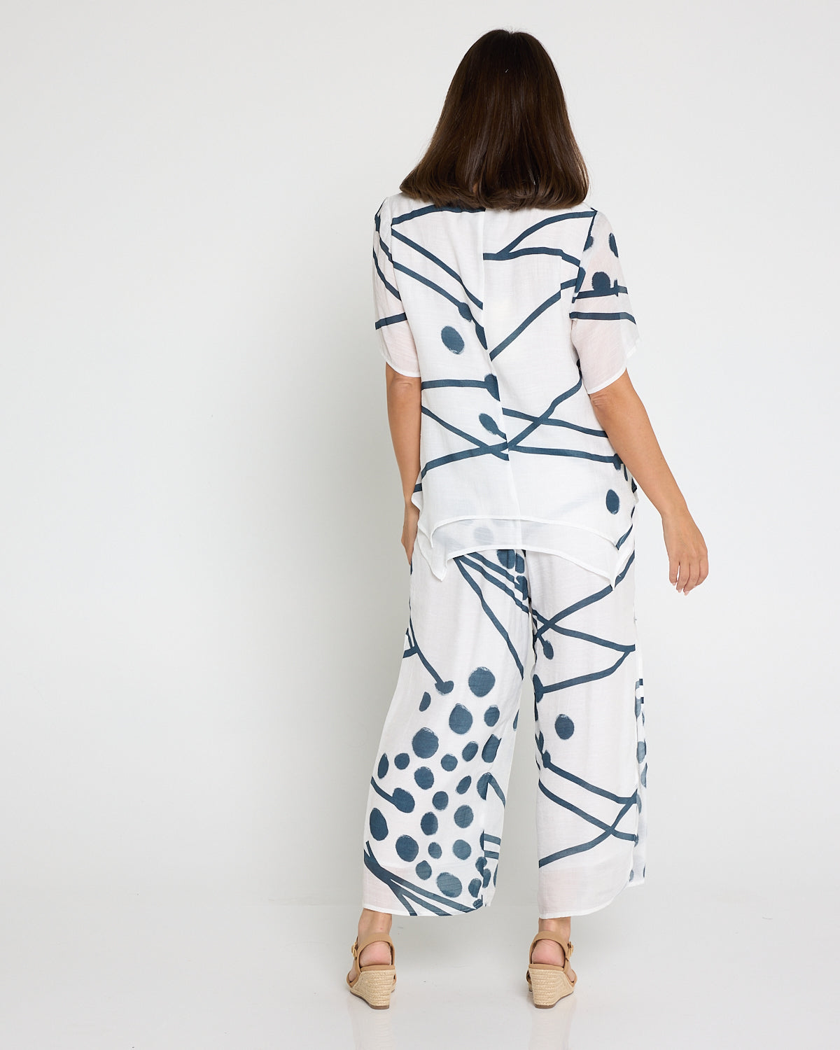 Silver Drift Top –  White/Deep Teal