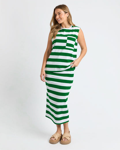 Mellow Cotton Skirt - Green/White Stripe