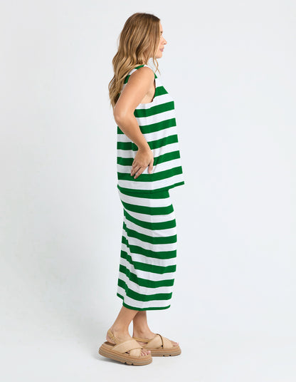 Mellow Cotton Skirt - Green/White Stripe