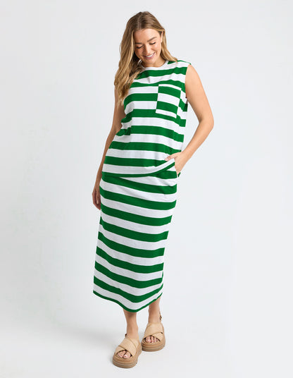 Mellow Cotton Skirt - Green/White Stripe