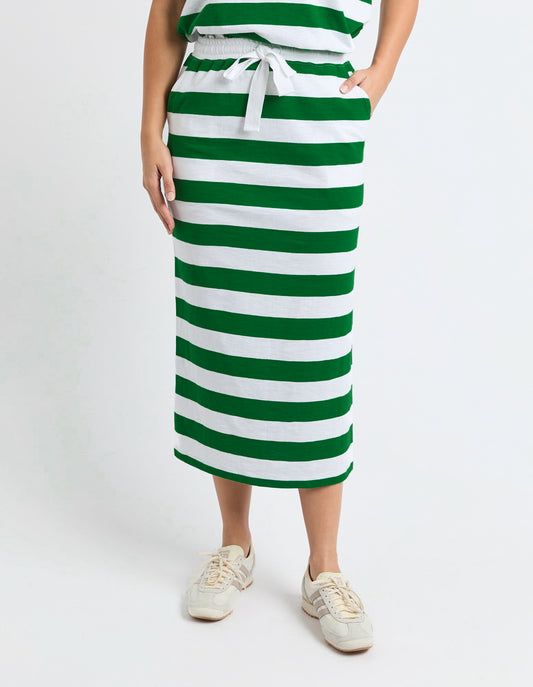 Mellow Cotton Skirt - Green/White Stripe