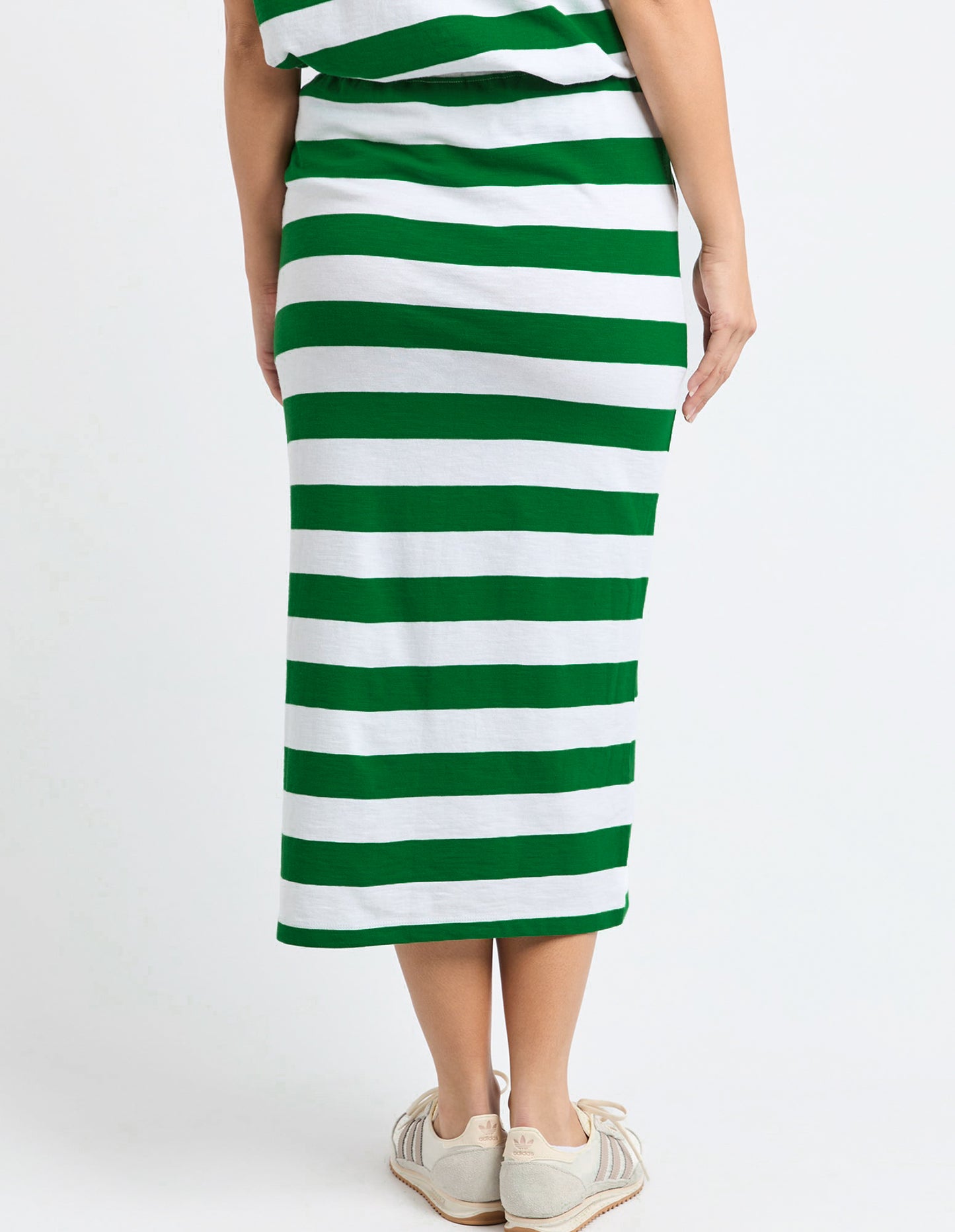 Mellow Cotton Skirt - Green/White Stripe