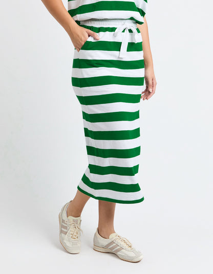 Mellow Cotton Skirt - Green/White Stripe