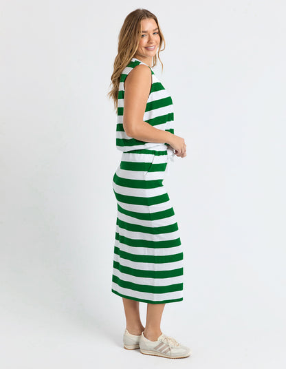 Mellow Cotton Skirt - Green/White Stripe