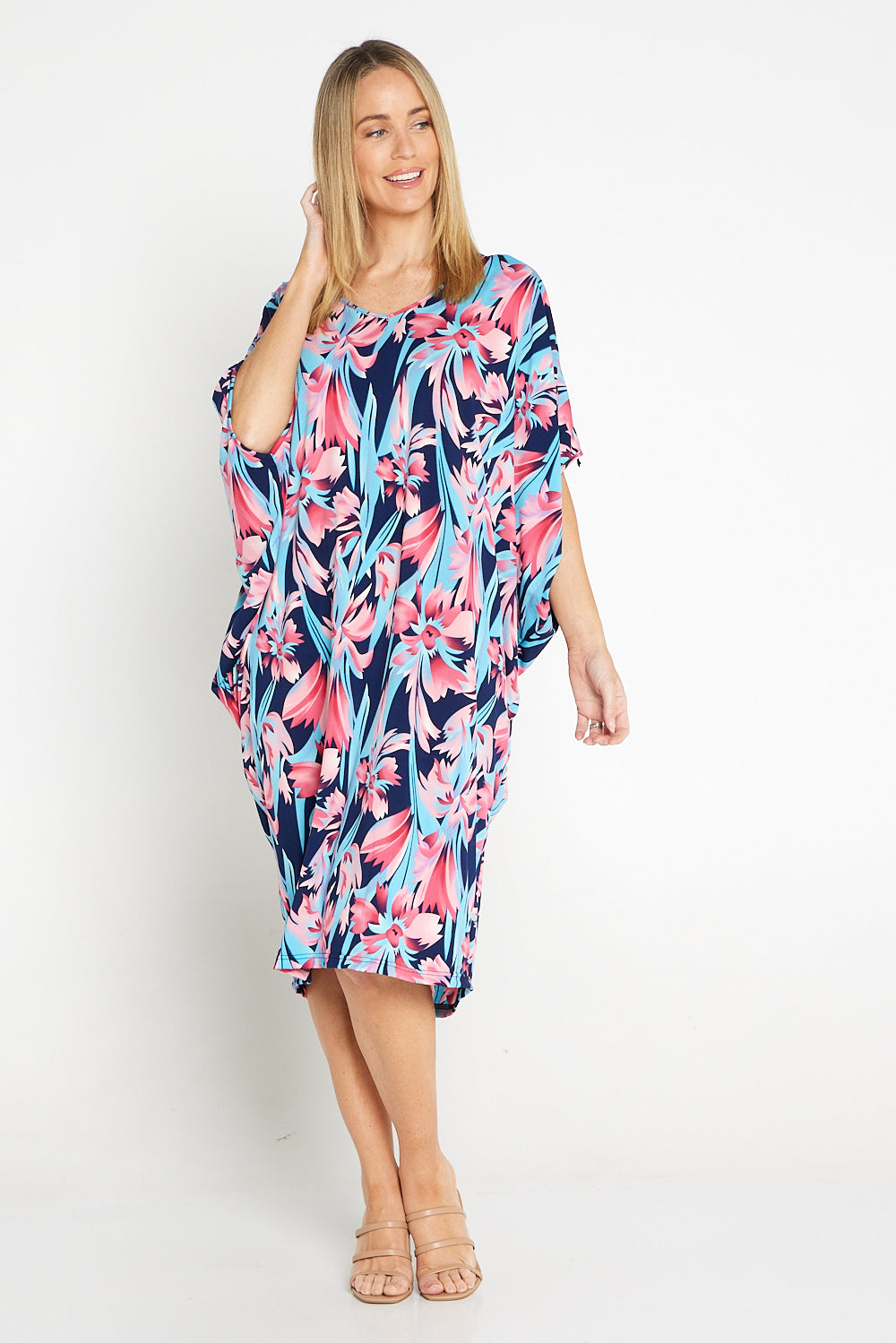 Short Cocoon Dress - Flamingo Floral