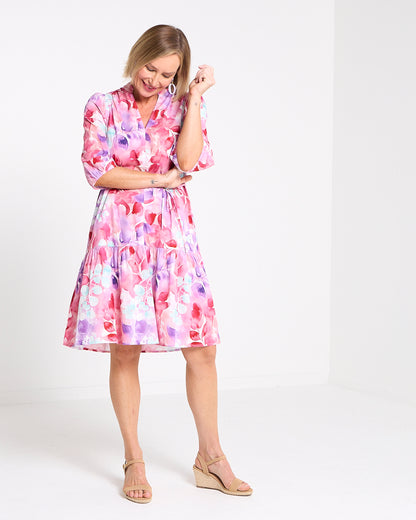Winny Cotton Dress - Pastel Botanical