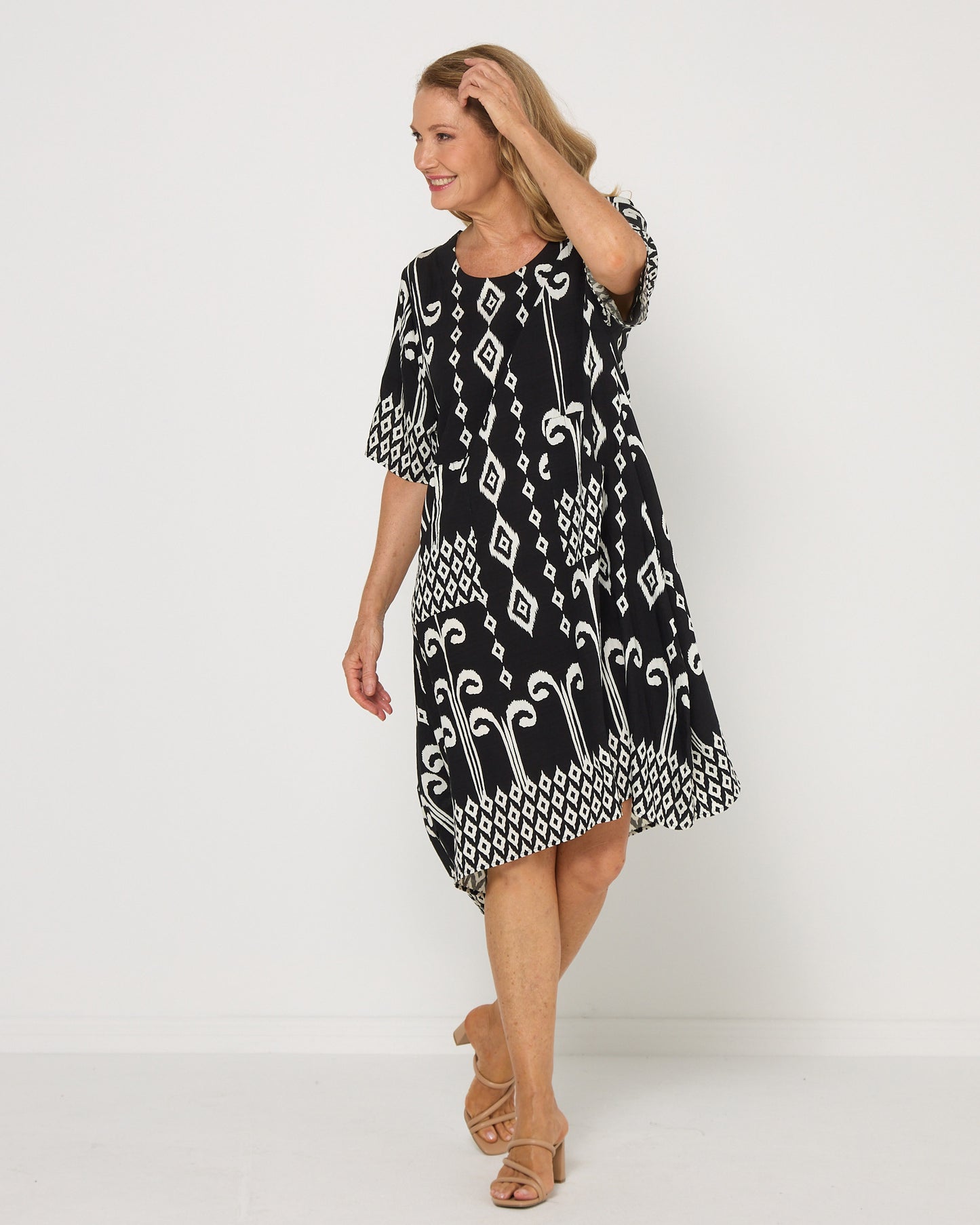 Roberta Dress - Black/Ivory Print
