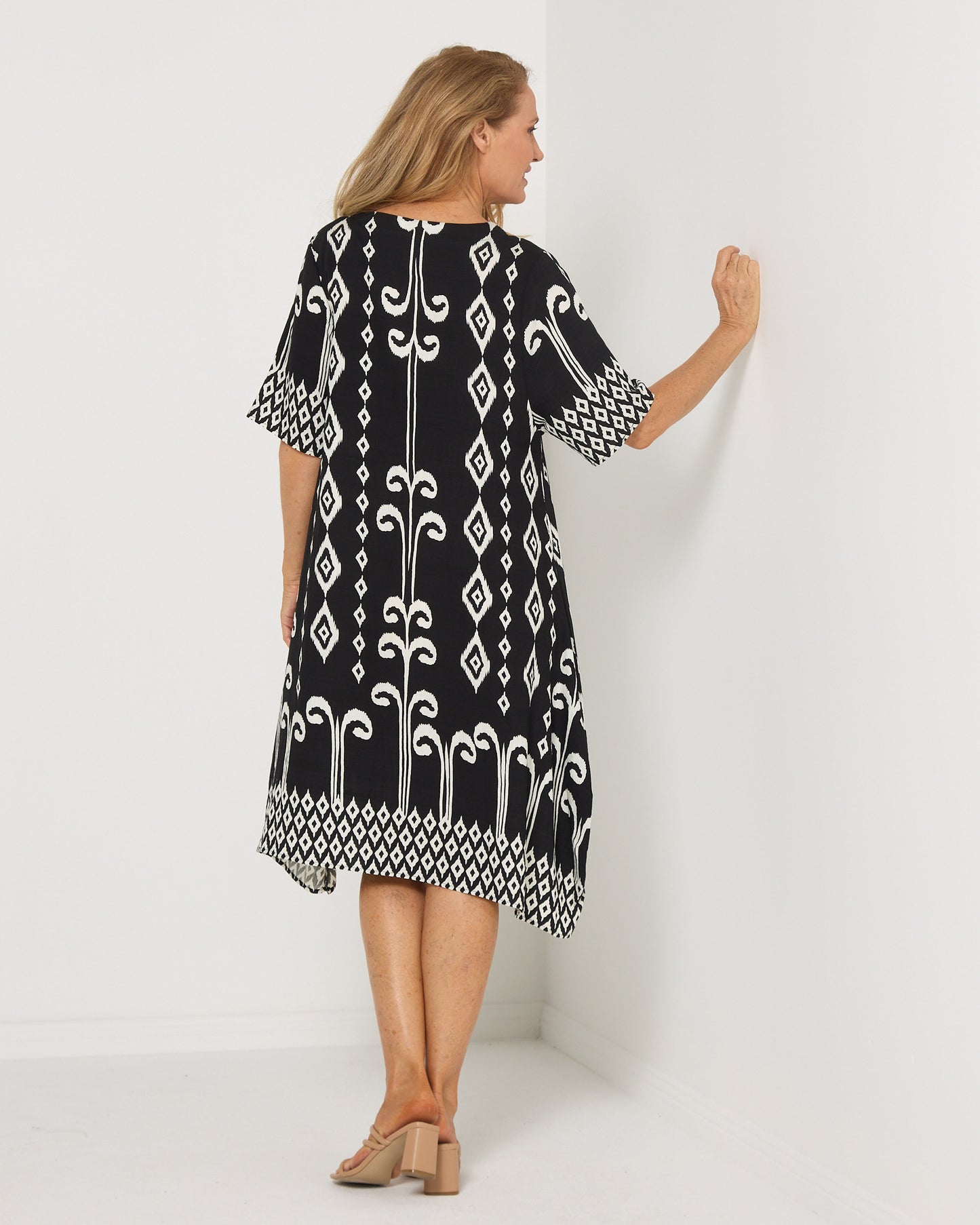 Roberta Dress - Black/Ivory Print