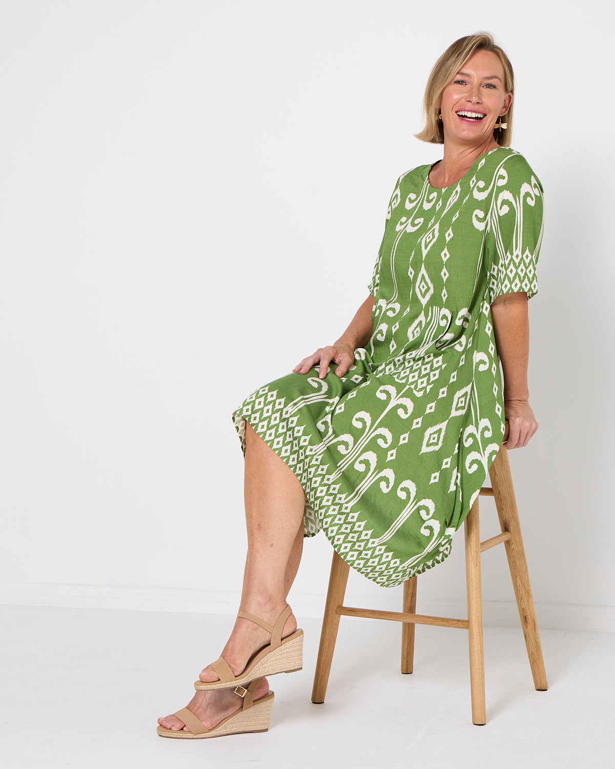 Roberta Dress - Green Tapestry