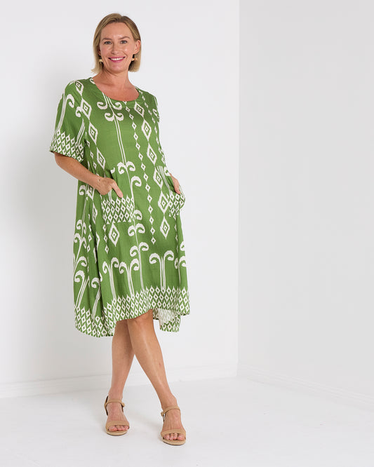 Roberta Dress - Green Tapestry
