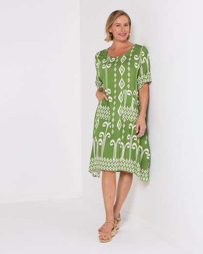 Roberta Dress - Green Tapestry