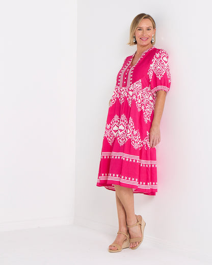 Francesca Dress - Hot Pink