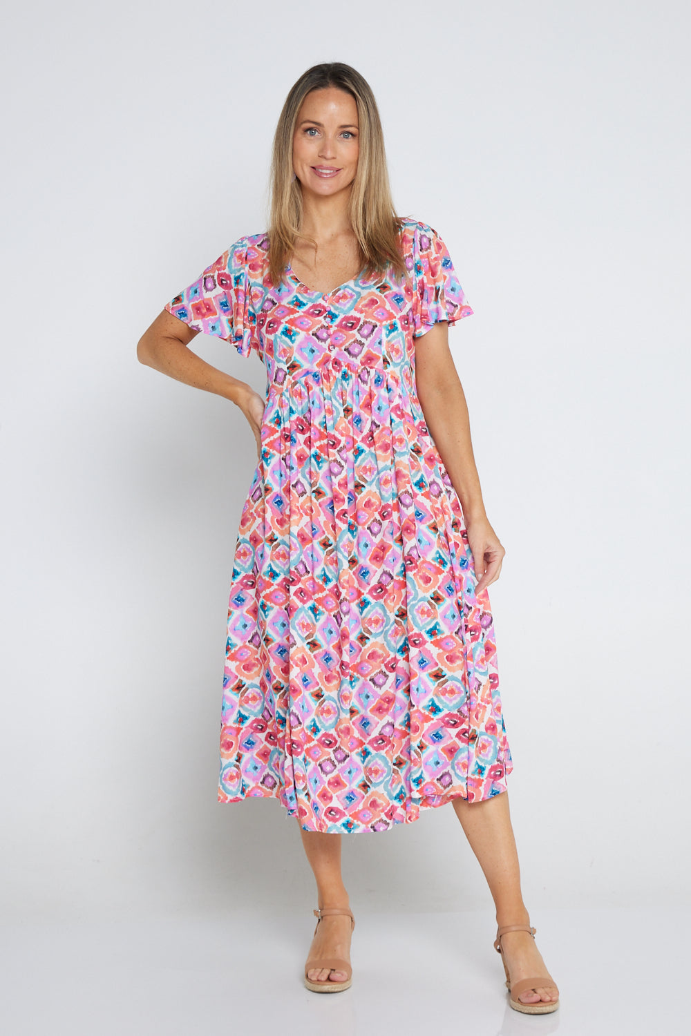 Brighton Dress - Coral Watercolour