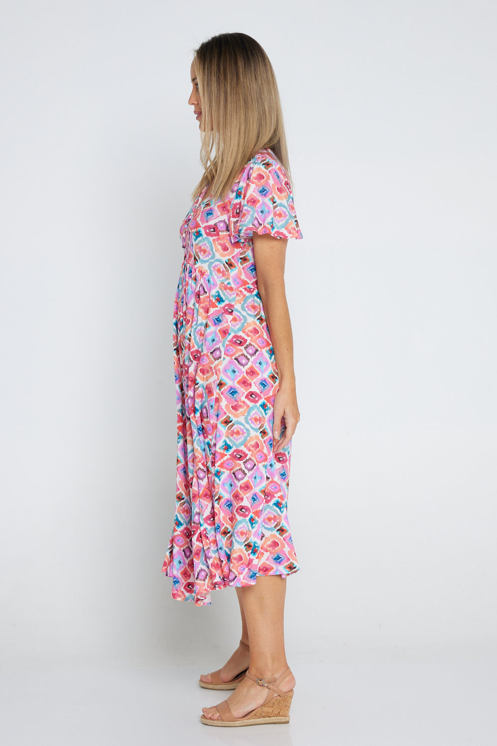 Brighton Dress - Coral Watercolour