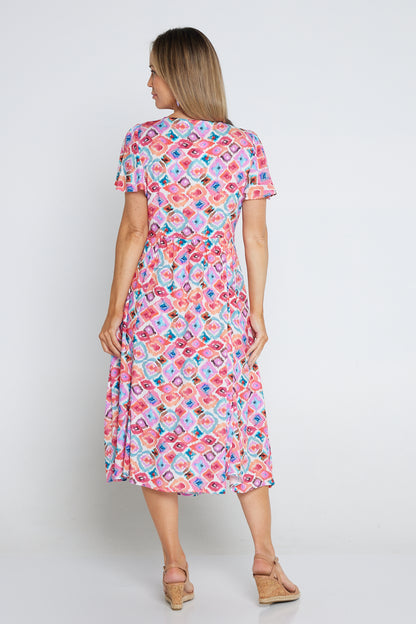 Brighton Dress - Coral Watercolour