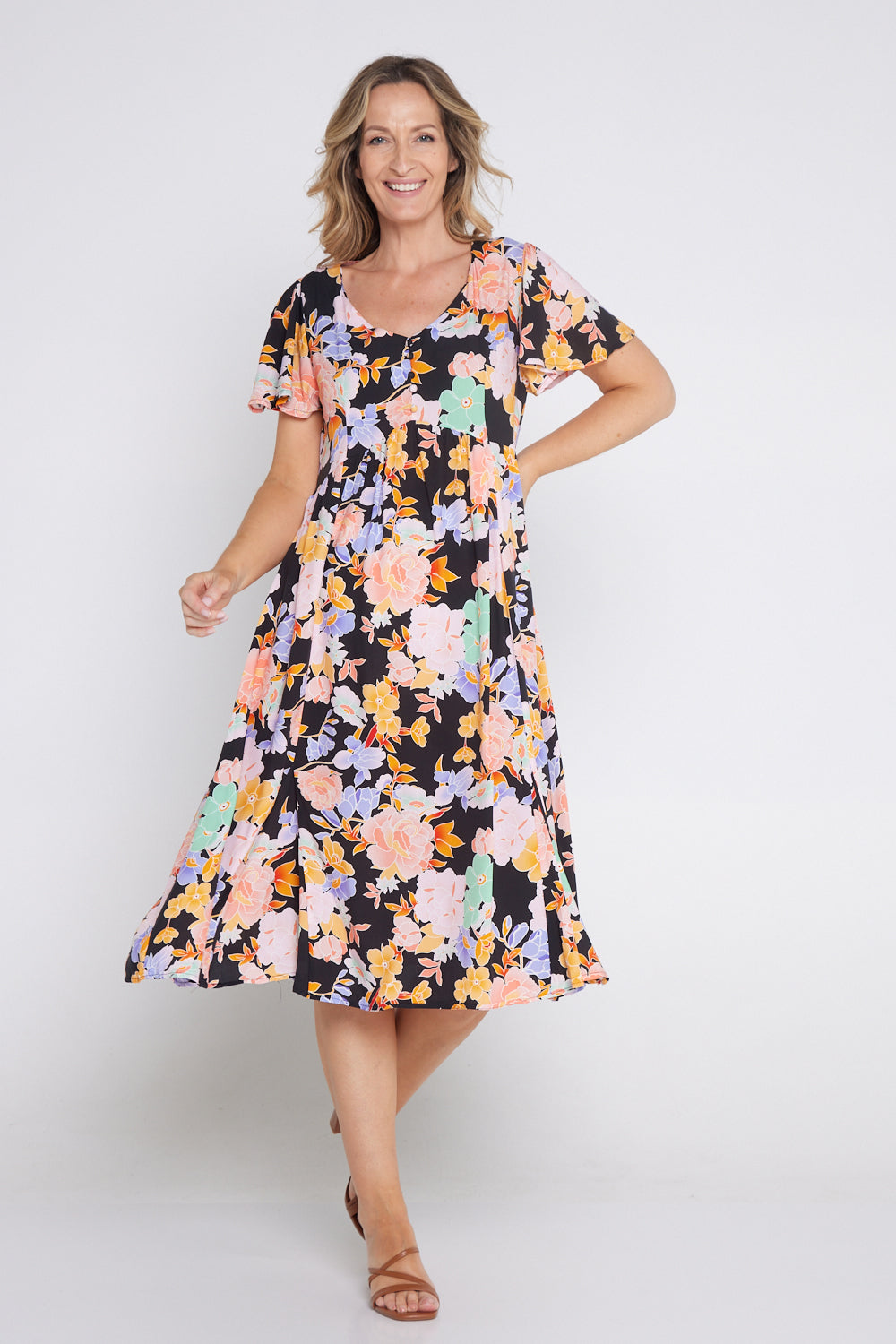 Brighton Dress - Peachy Floral