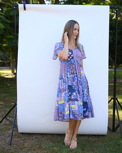 Brighton Dress - Lilac Lavender Patch