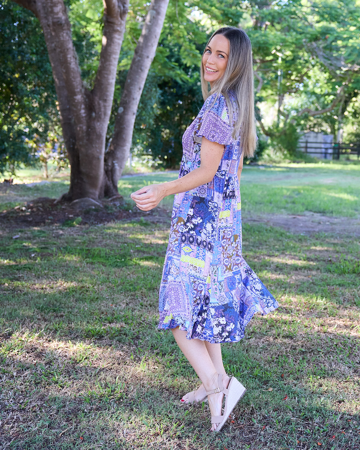 Brighton Dress - Lilac Lavender Patch