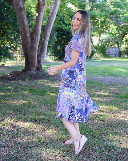 Brighton Dress - Lilac Lavender Patch