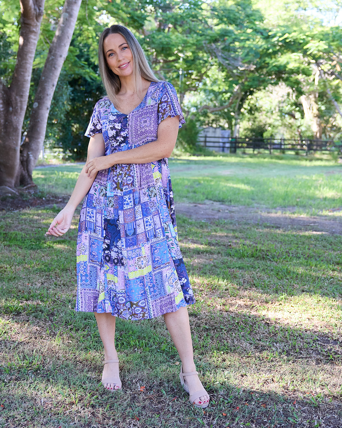 Brighton Dress - Lilac Lavender Patch