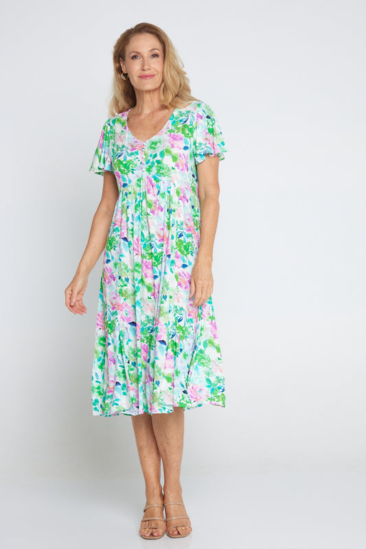 Brighton Dress - Jade/Amethyst Floral