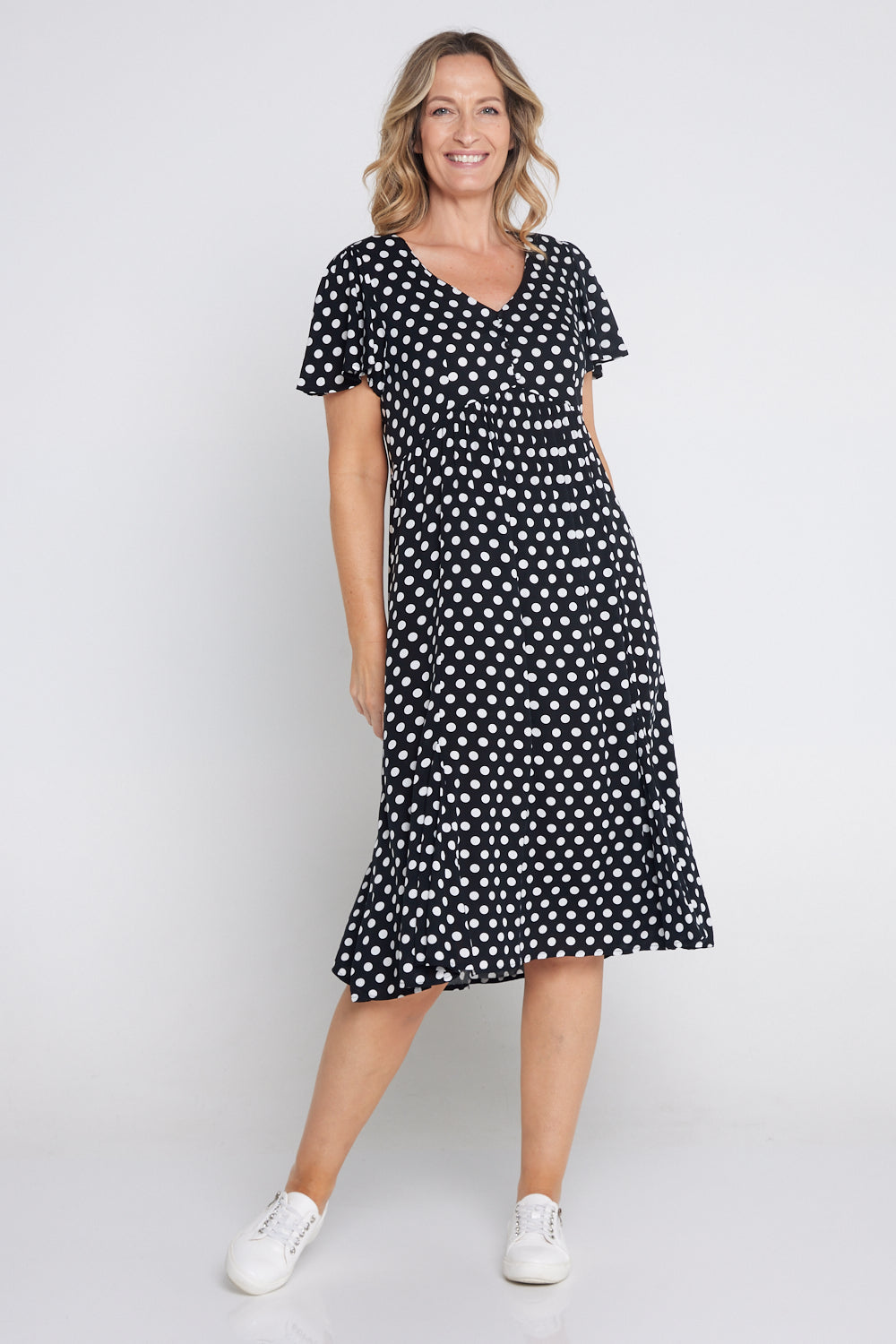 Brighton Dress - Black/White Spot