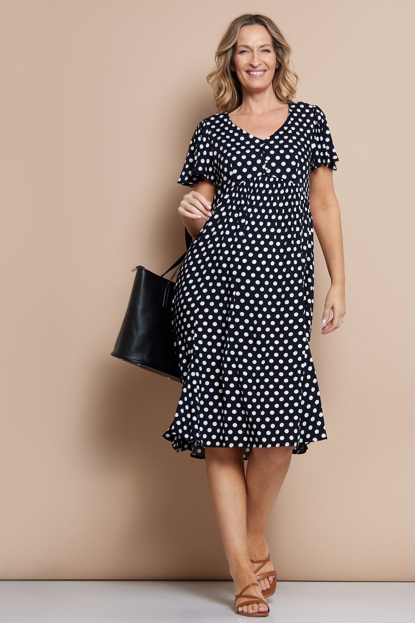 Brighton Dress - Black/White Spot