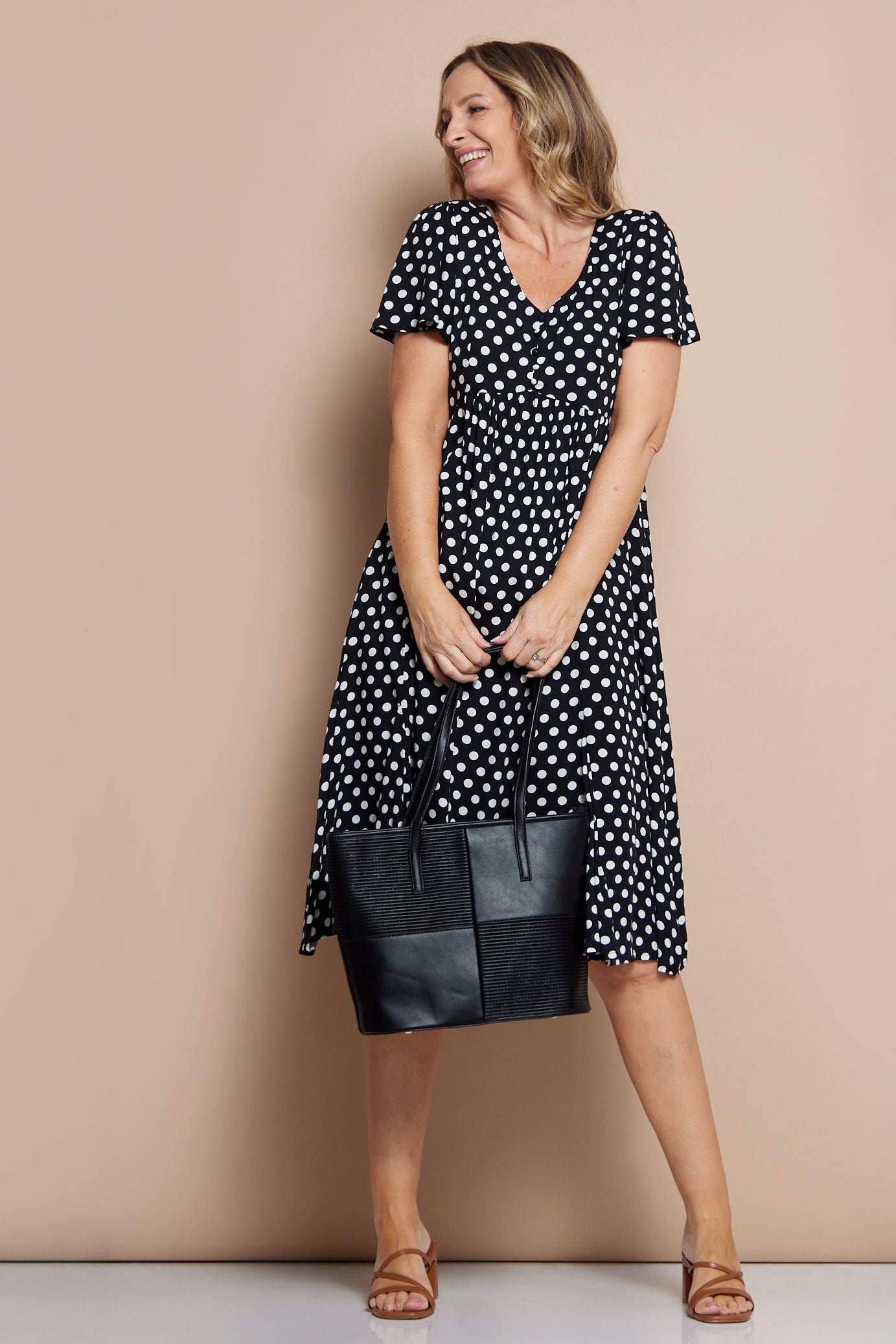 Brighton Dress - Black/White Spot