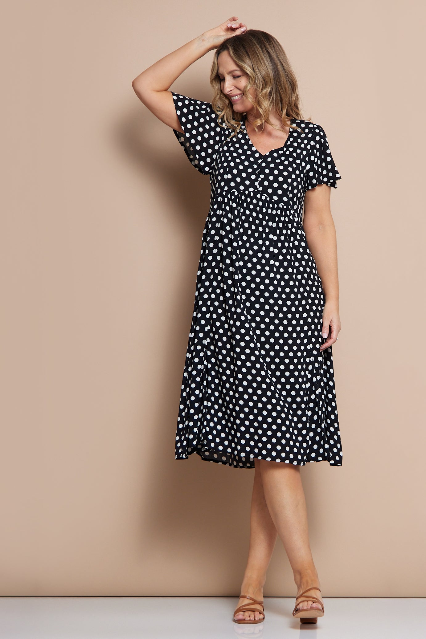 Brighton Dress - Black/White Spot