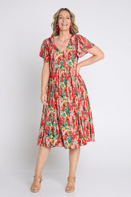 Brighton Dress - Scarlet Meadow