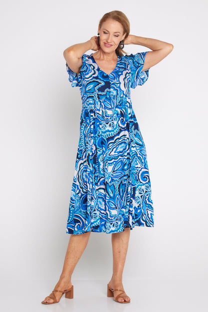 Brighton Dress - Ocean Paisley