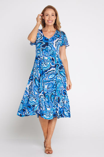 Brighton Dress - Ocean Paisley